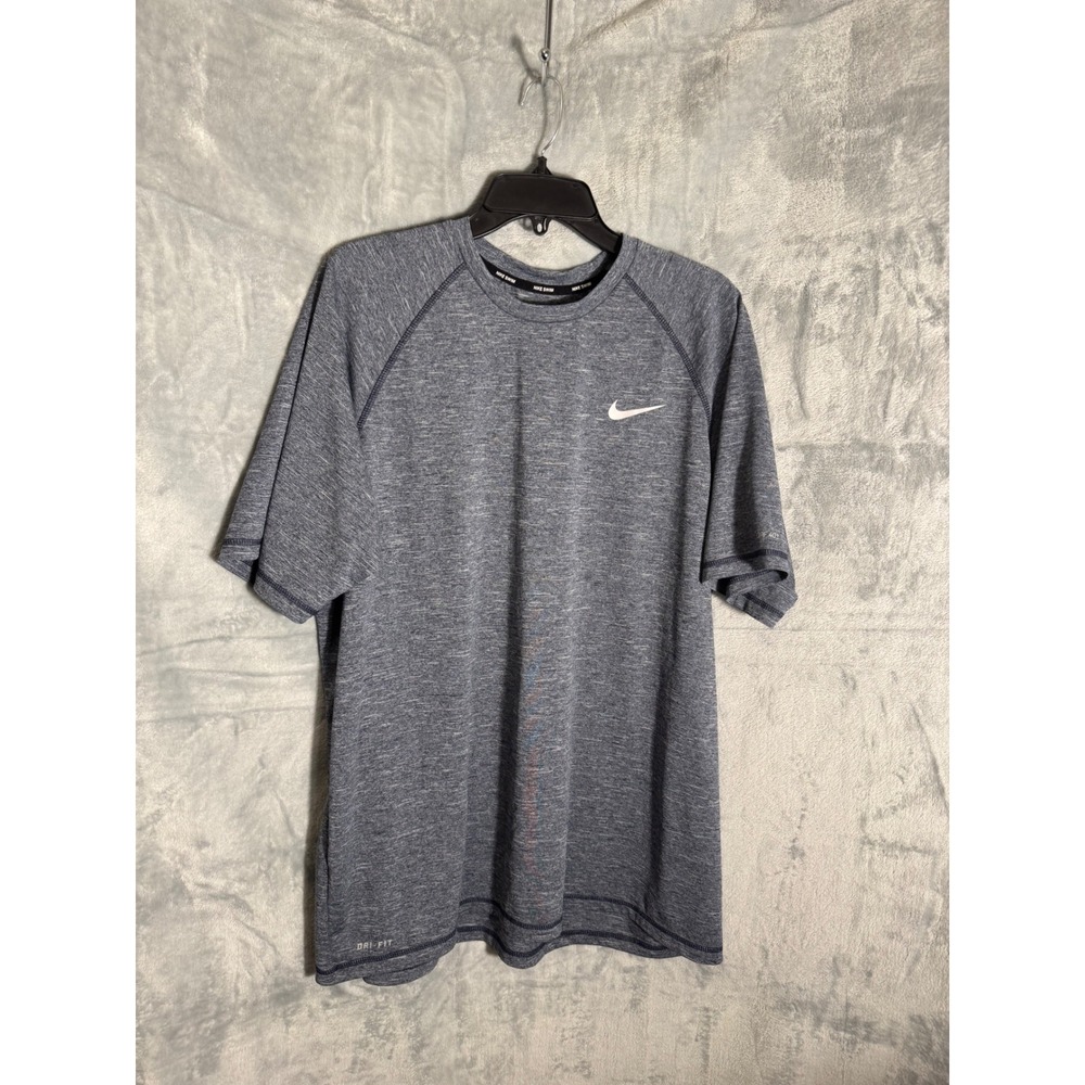 Nike Swim Dri-FIT Rash Guard Shirt Mens XXL Blue Heather UPF 40+ Raglan Tee
